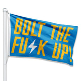 Bolt The Fu*k Up! 3'x5' Flag (Powder Blue) - Made in San Diego Clothing Company