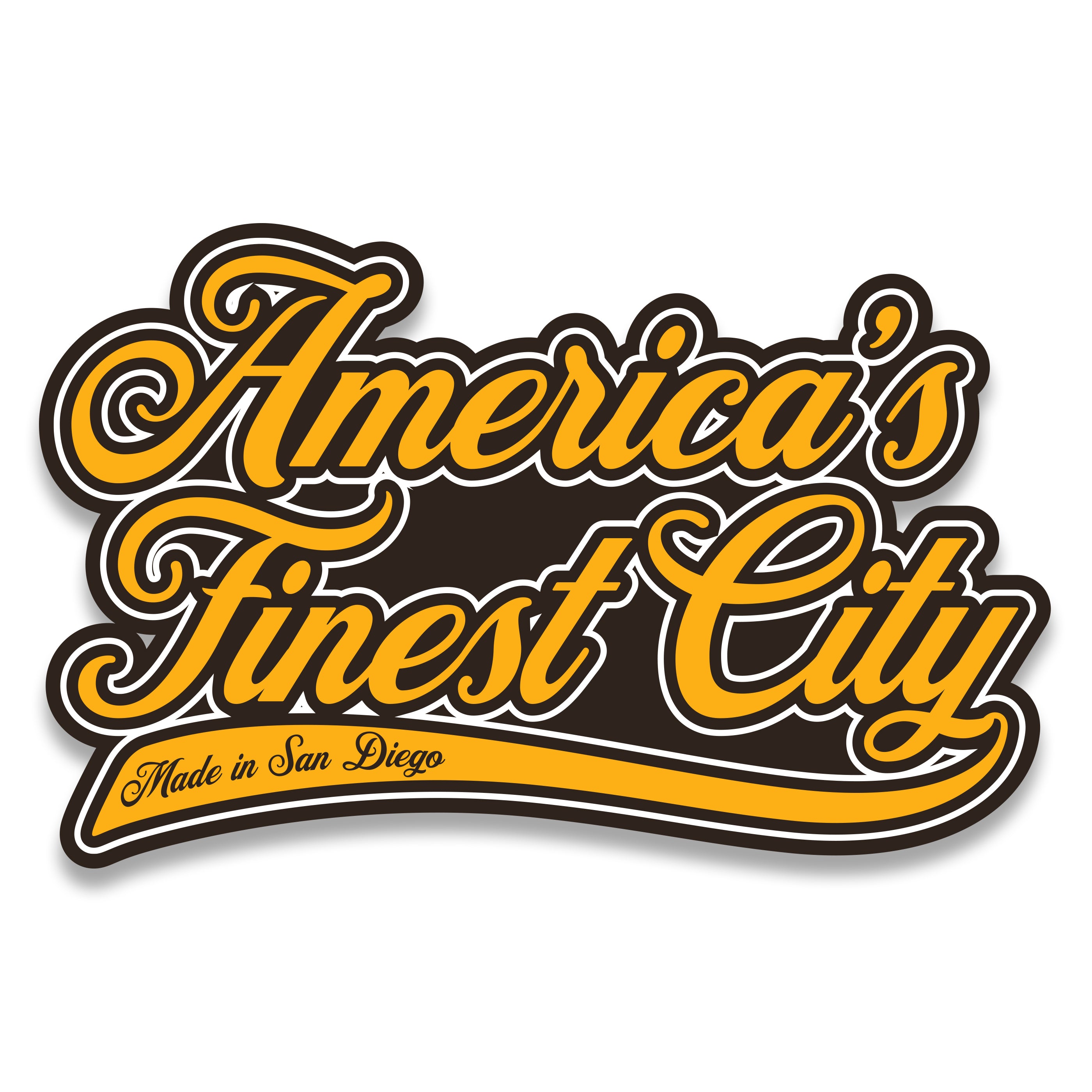 America's Finest City 4" Sticker (Brown/Gold/White)