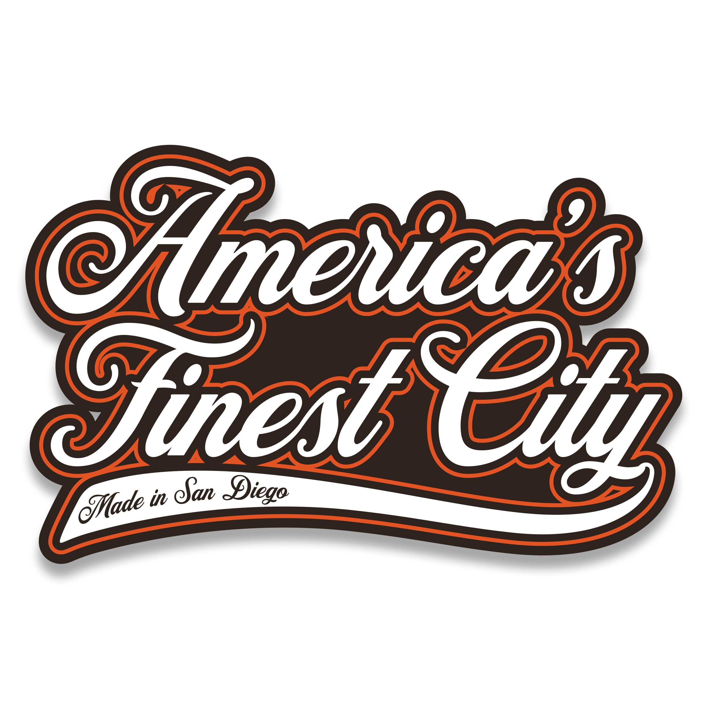America's Finest City 4" Sticker (Brown/White/Orange)