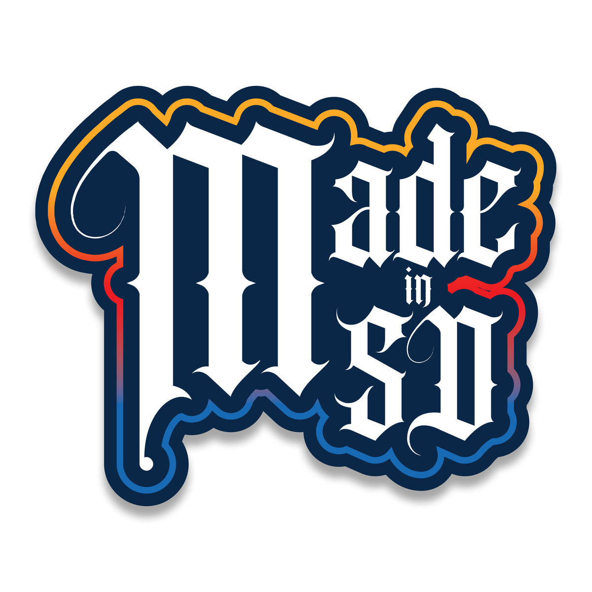 Made in San Diego Gothic Script 4" Sticker
