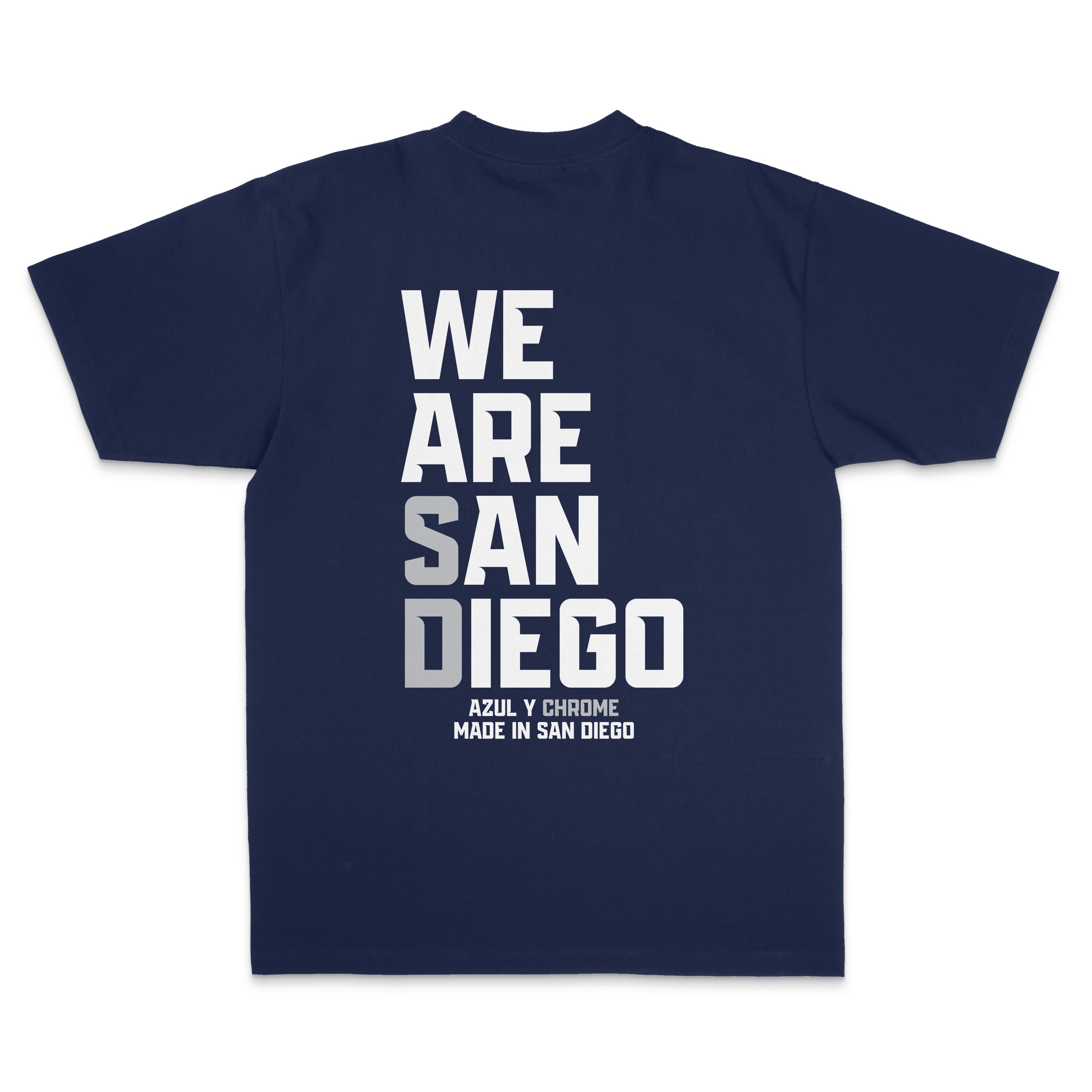 We Are San Diego Unisex T-Shirt/Sweatshirt (Navy Blue/White/Metallic Silver)