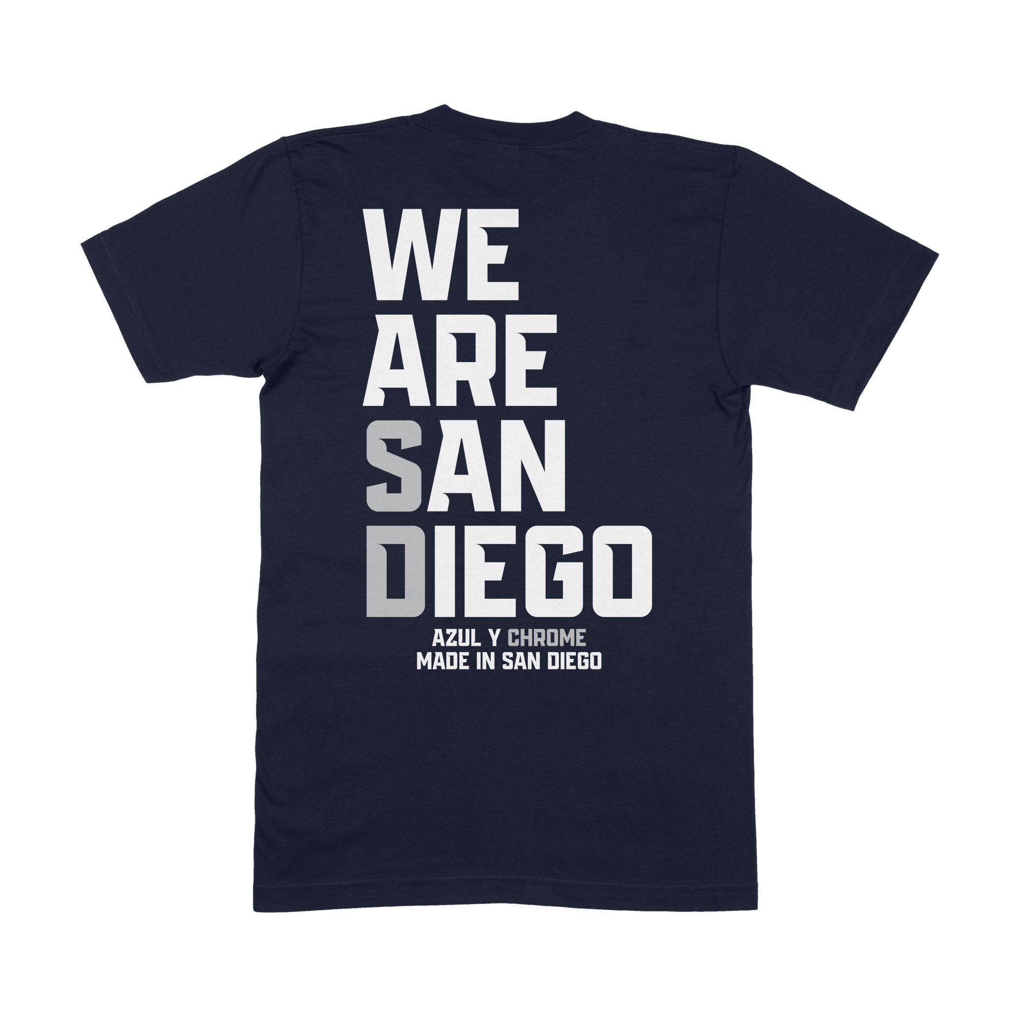 We Are San Diego Unisex T-Shirt/Sweatshirt (Navy Blue/White/Metallic Silver)