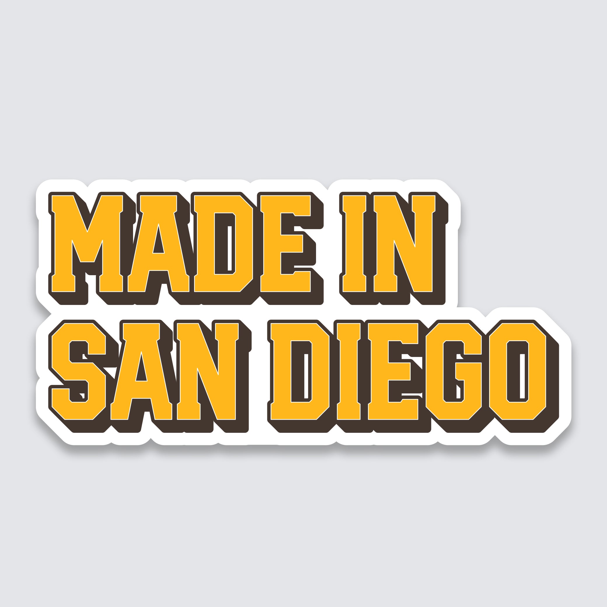 Classic Brown & Gold Made in San Diego 4" Sticker